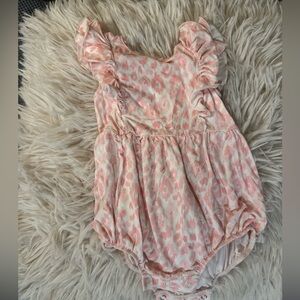 Caden lane pink leopard bamboo bubble romper‎